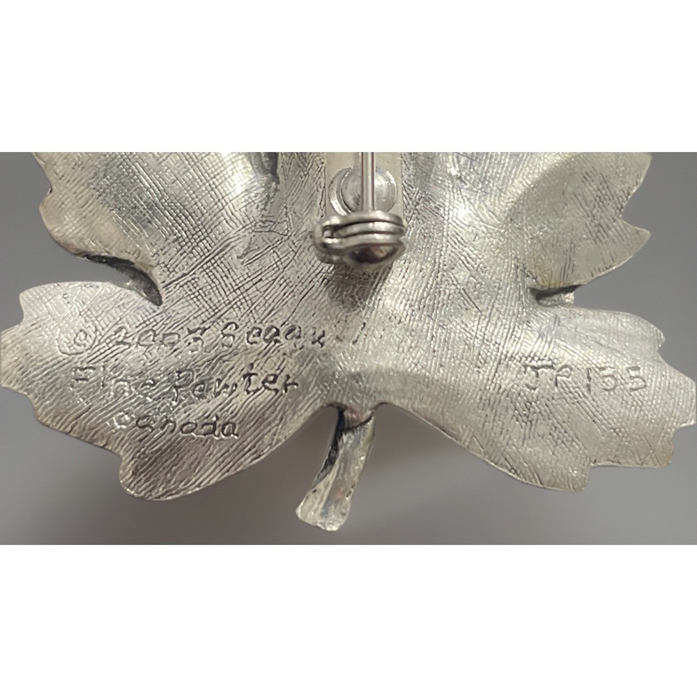 VTG 2003 Pewter Leaf Brooch Pin Canadian Maple Canada Fall JP135 - Picture 6 of 6